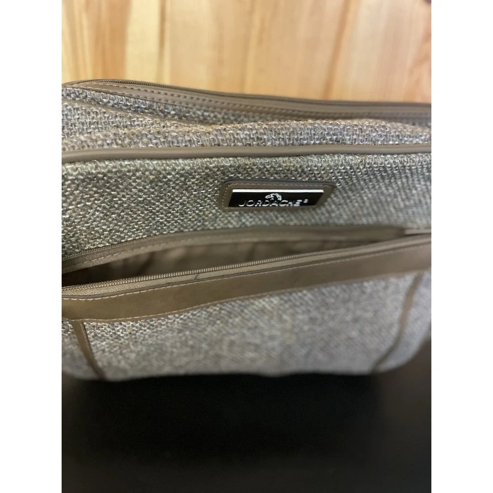Vintage JORDACHE Tweed Luggage Overnight Carry On Bag Brown Tan 11x15x6